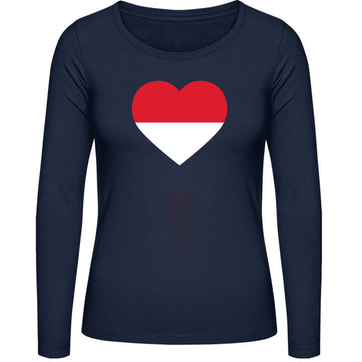 Monaco Heart Flag Langermet skjorte for kvinner contain pic