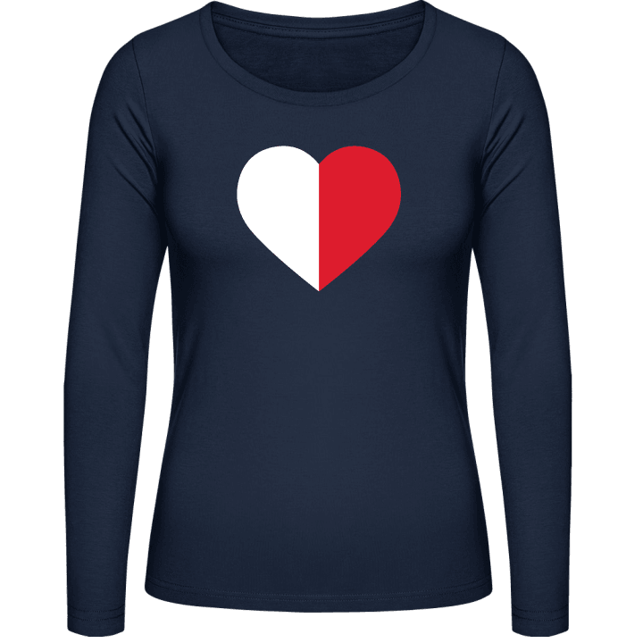 Malta Heart Flag Langermet skjorte for kvinner contain pic