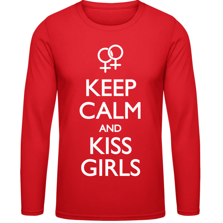 Keep Calm and Kiss Girls Lesbian Langermet skjorte contain pic