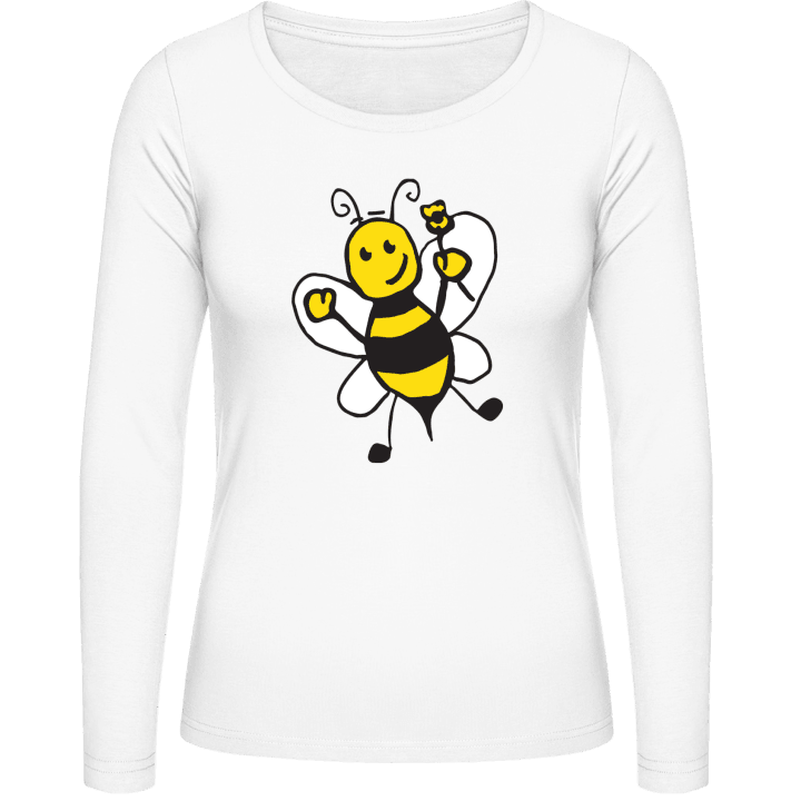 Happy Bee With Flower Langermet skjorte for kvinner 0 image