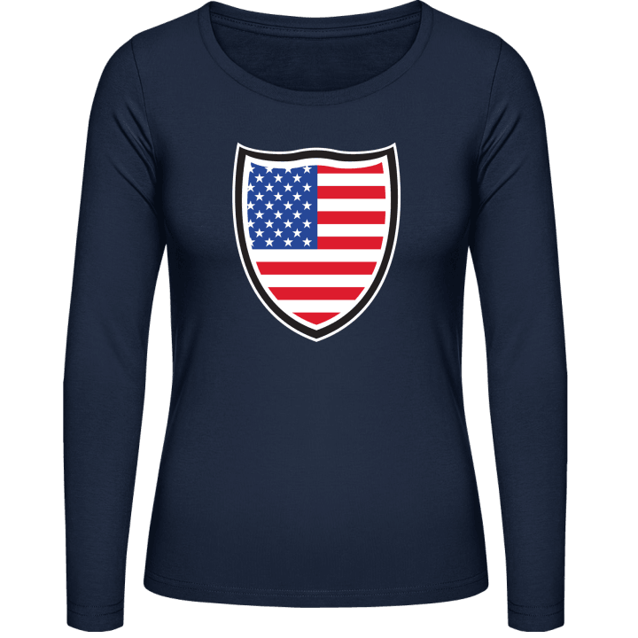 USA Shield Flag Langermet skjorte for kvinner contain pic