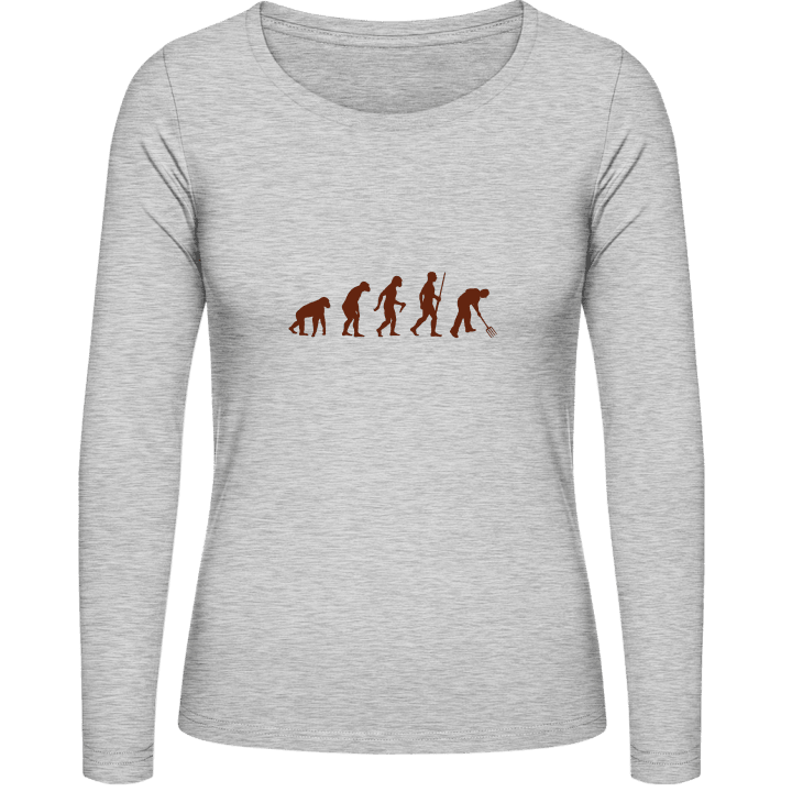 Farmer Evolution with Pitchfork Langermet skjorte for kvinner contain pic
