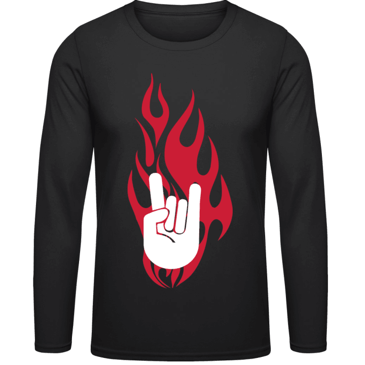 Rock On Hand in Flames Long Sleeve Shirt contain pic