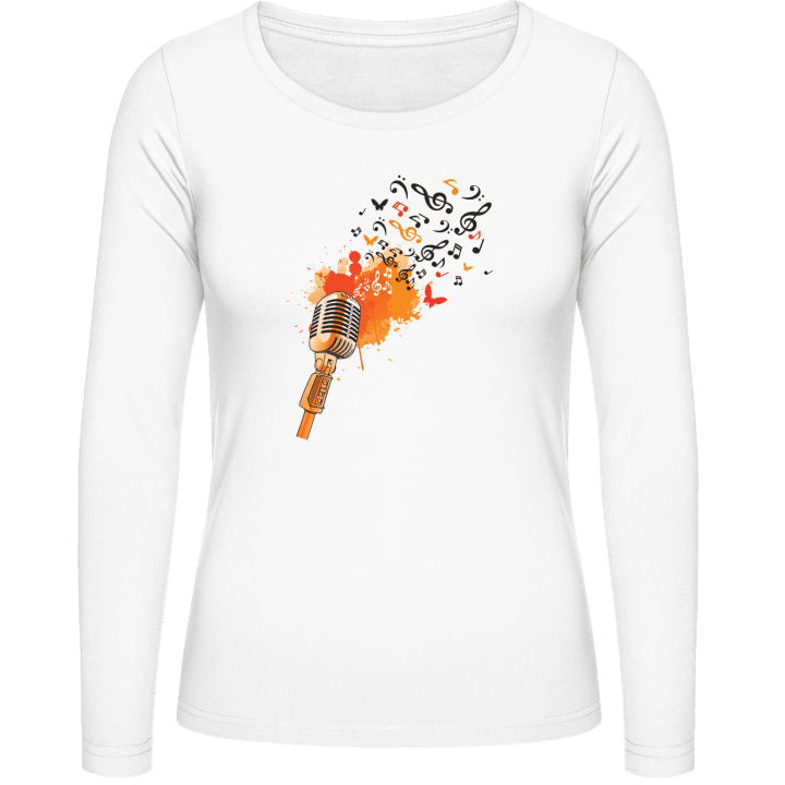 Microphone Stylish With Music Notes Vrouwen Lange Mouw Shirt contain pic