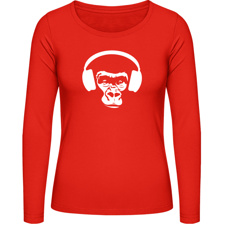 Ape With Headphones Vrouwen Lange Mouw Shirt contain pic