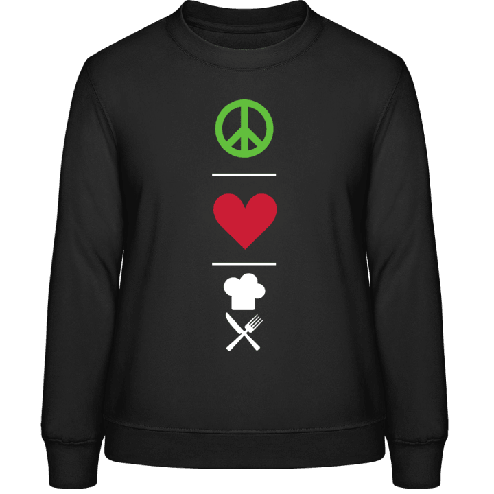 Peace Love Cooking Sweatshirt för kvinnor contain pic