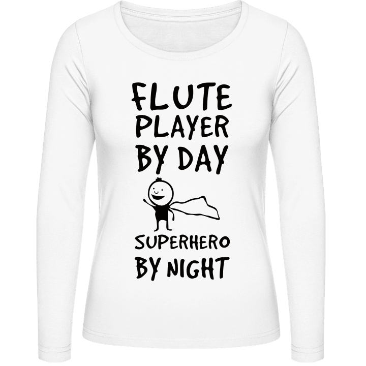 Flute Player By Day Superhero By Night T-shirt à manches longues pour femmes contain pic