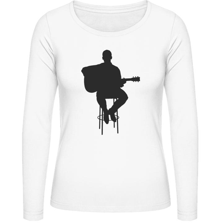Sitting Guitarist Langermet skjorte for kvinner contain pic