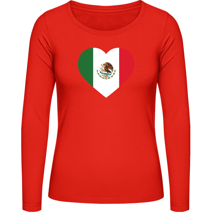 Mexico Heart Flag Langermet skjorte for kvinner contain pic