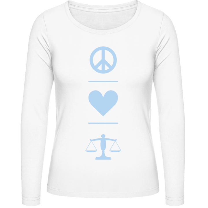 Peace Love Justice Langermet skjorte for kvinner contain pic