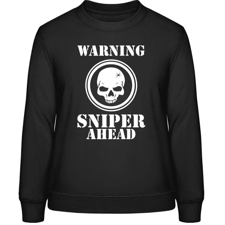 Warning Skull Sniper Ahead Sweatshirt för kvinnor contain pic