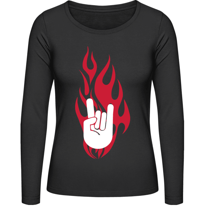 Rock On Hand in Flames Langermet skjorte for kvinner contain pic
