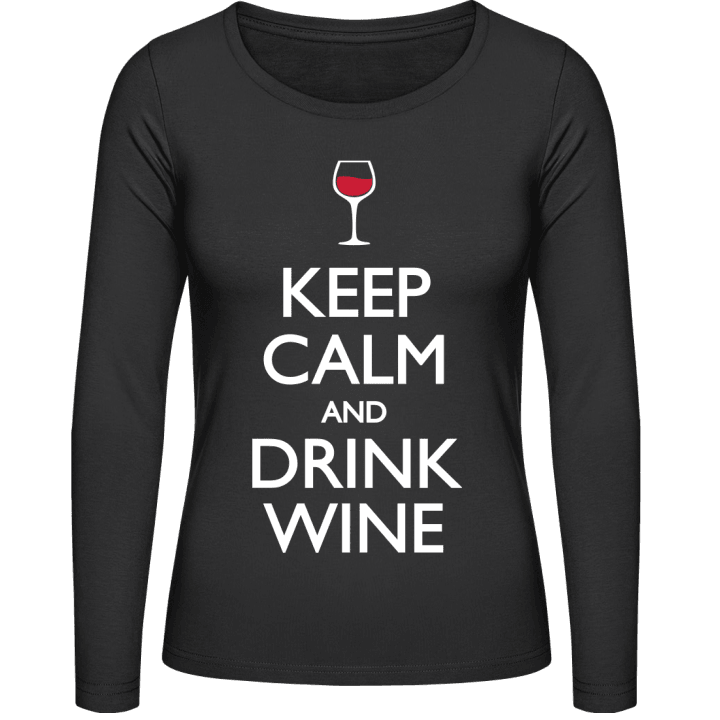 Keep Calm and Drink Wine Langermet skjorte for kvinner contain pic