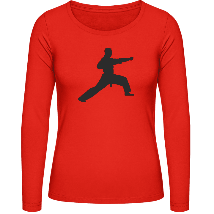 Kung Fu Fighter Silhouette Camisa de manga larga para mujer contain pic