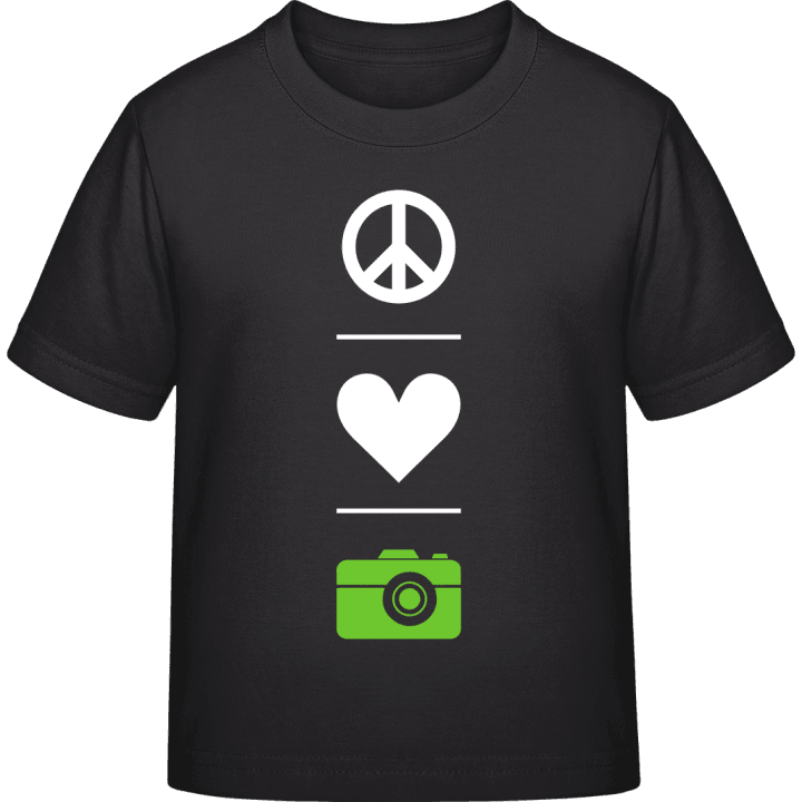 Peace Love Photography Camiseta infantil contain pic