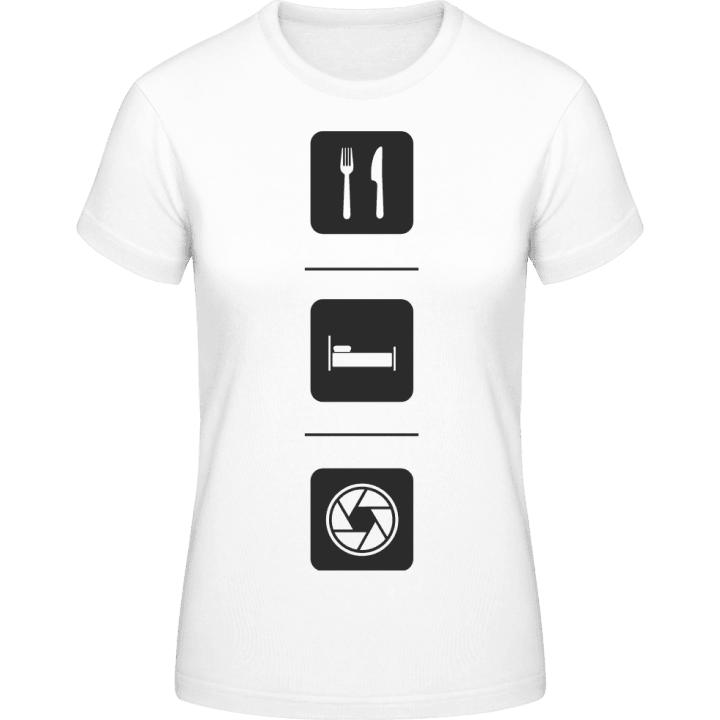 Eat Sleep Photography T-skjorte for kvinner contain pic