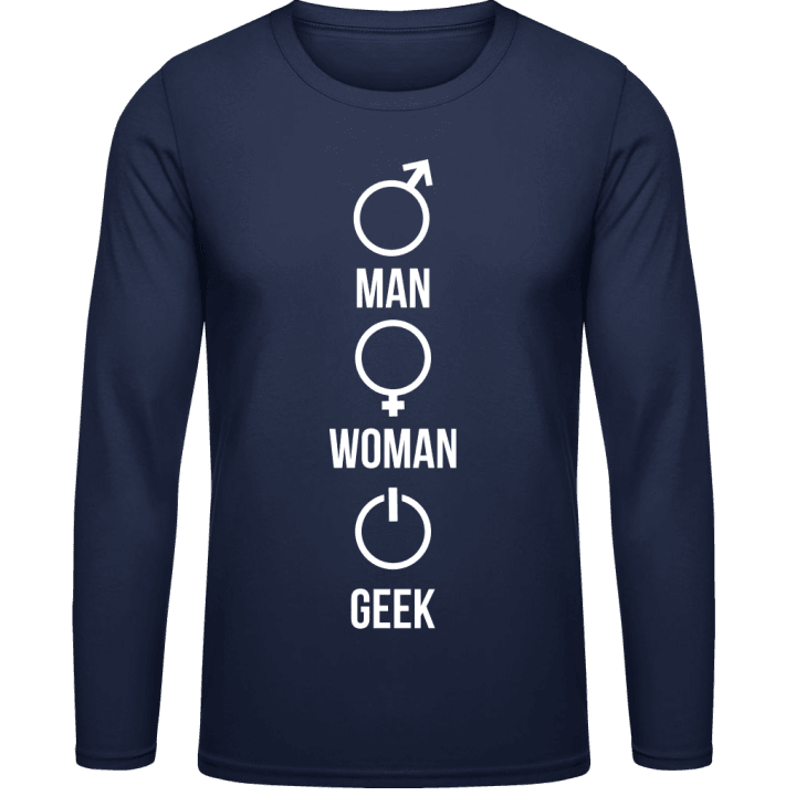Man Woman Geek Langarmshirt contain pic