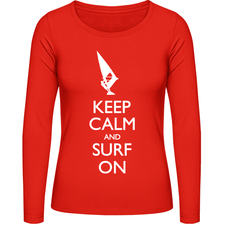 Keep Calm and Surf on Kvinnor långärmad skjorta contain pic