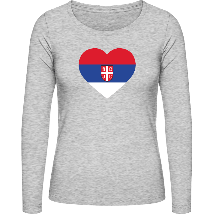 Serbia Heart Flag Langermet skjorte for kvinner contain pic