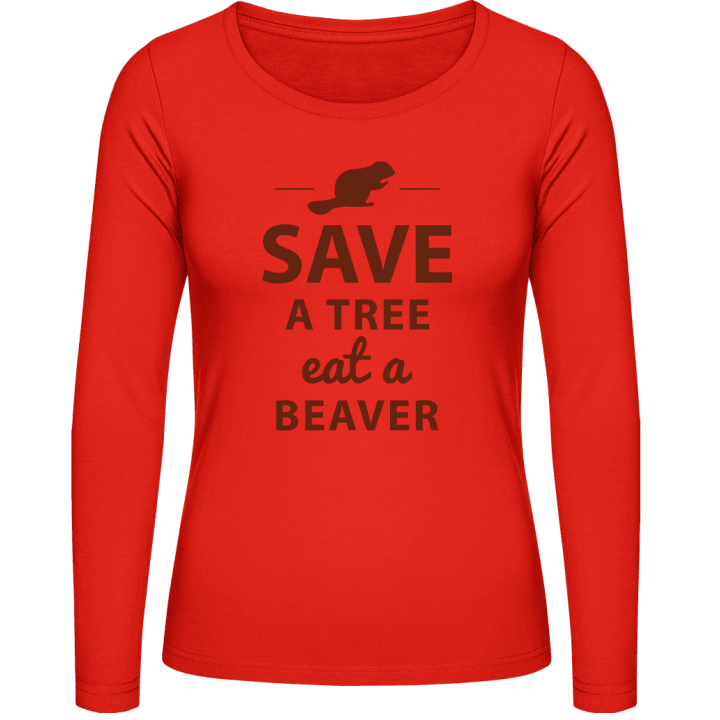 Save A Tree Eat A Beaver Design Langærmet skjorte til kvinder 0 image