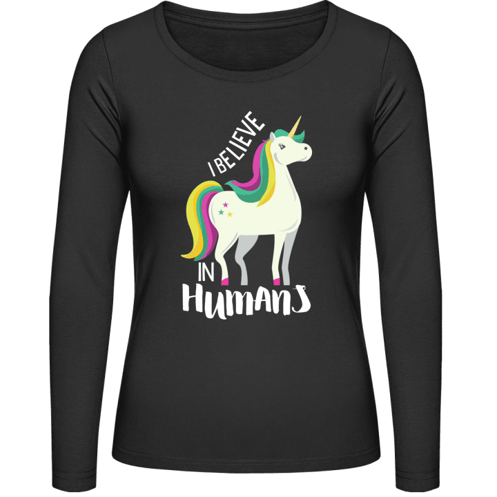 I Believe In Humans Unicorn Kvinnor långärmad skjorta 0 image