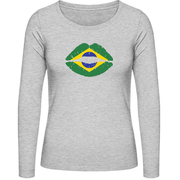 Brazil Kiss Flag T-shirt à manches longues pour femmes contain pic