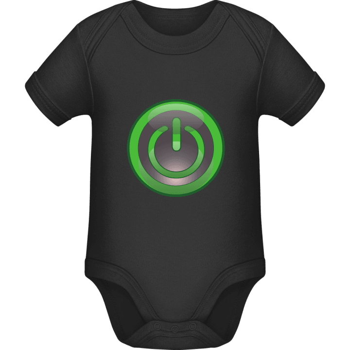 Power Button Superhero Baby romper kostym contain pic