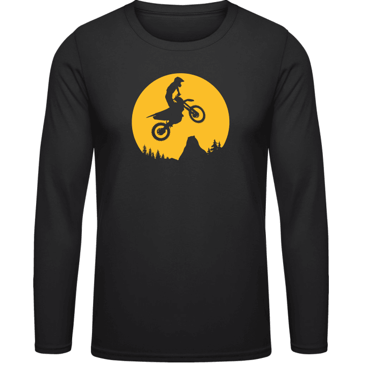 Man On A Motorcycle In The Moonlight Langarmshirt 0 image