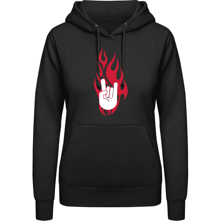 Rock On Hand in Flames Sudadera con capucha para mujer contain pic