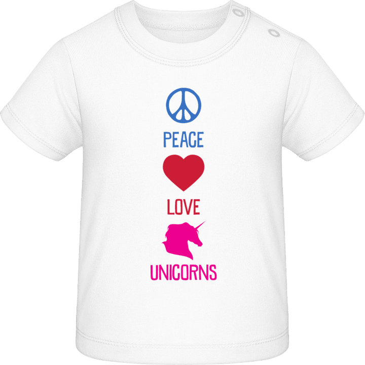 Peace Love Unicorns T-shirt för bebisar 0 image