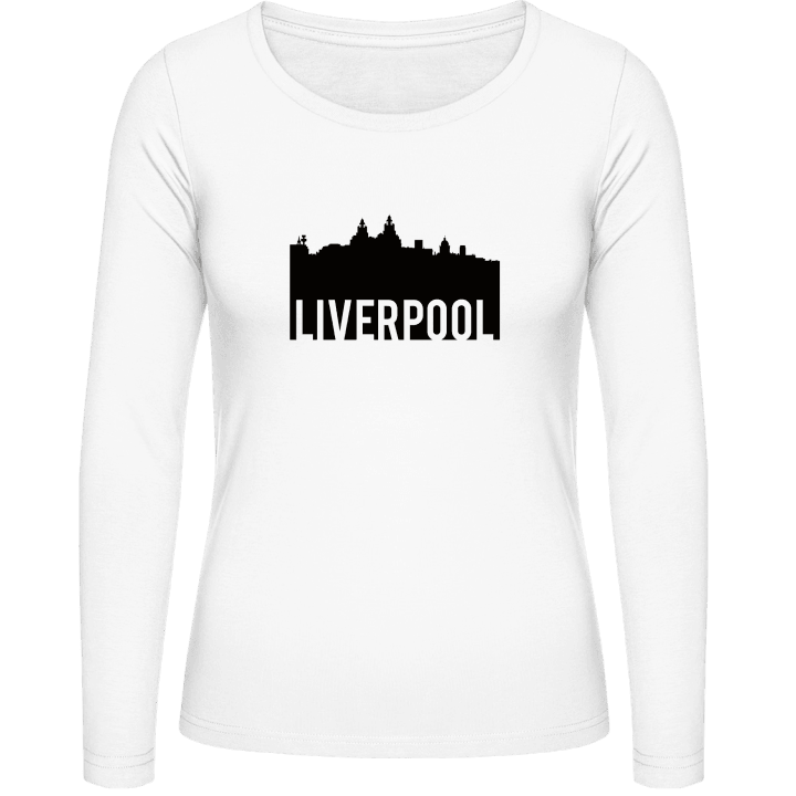 Liverpool City Skyline Langermet skjorte for kvinner contain pic