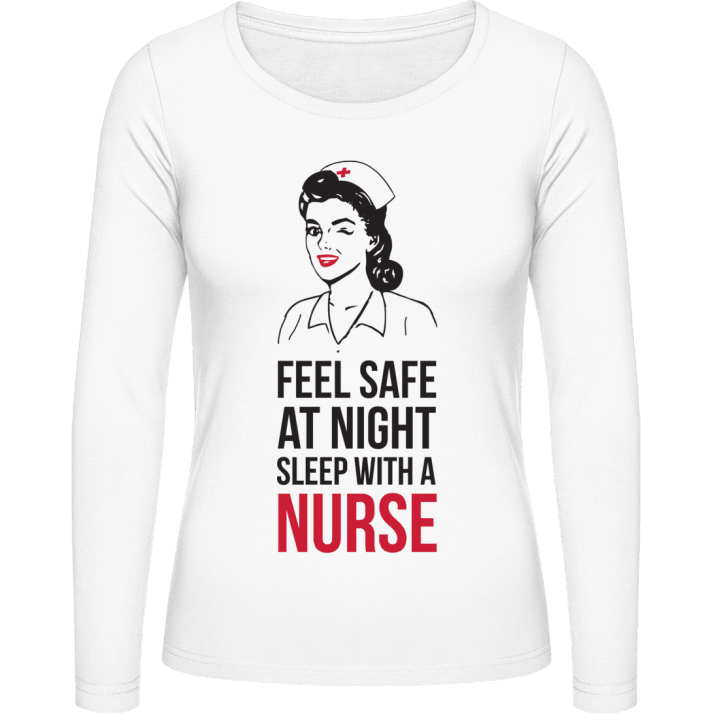 Feel Safe at Night Sleep With a Nurse Langermet skjorte for kvinner contain pic