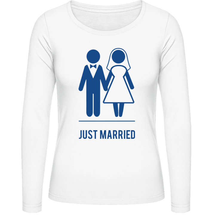 Just Married Bride and Groom Langermet skjorte for kvinner contain pic