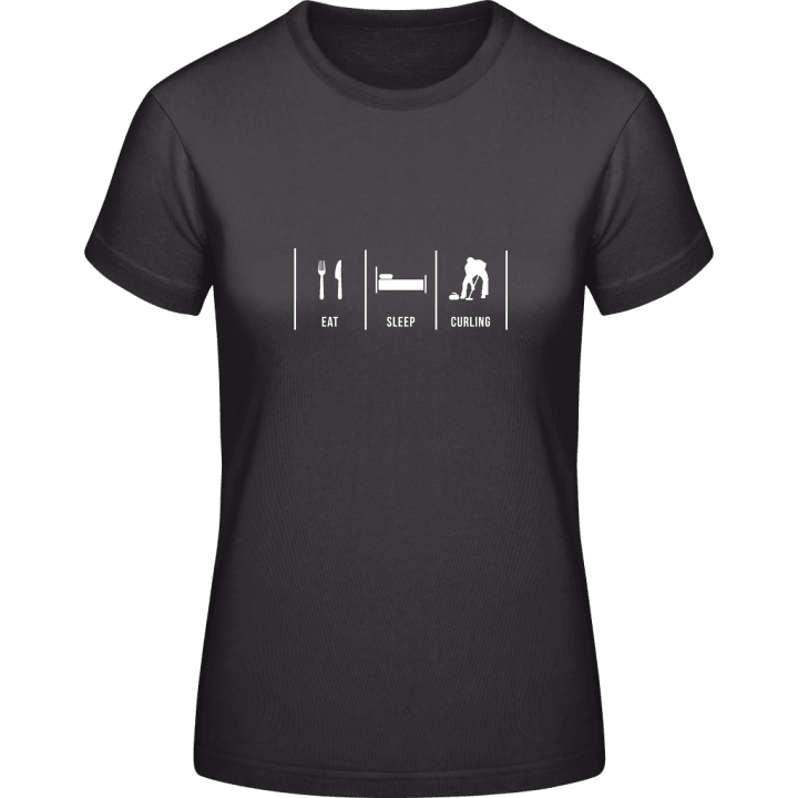 Eat Sleep Curling T-shirt för kvinnor contain pic