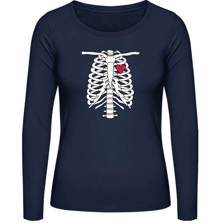Chest Skeleton with Heart T-shirt à manches longues pour femmes contain pic