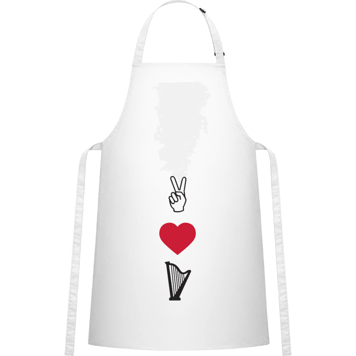 Peace Love Harp Playing Kitchen Apron contain pic
