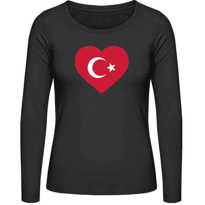 Turkey Heart Flag Langermet skjorte for kvinner contain pic