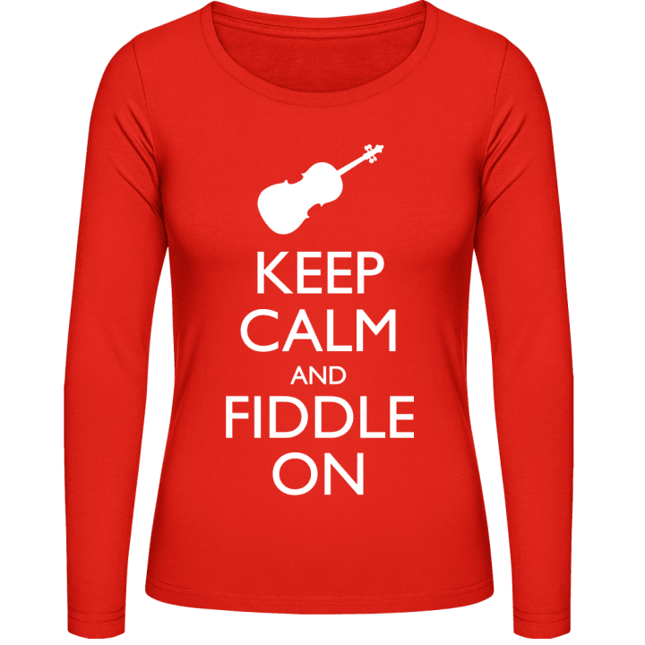 Keep Calm And Fiddle On Langermet skjorte for kvinner contain pic