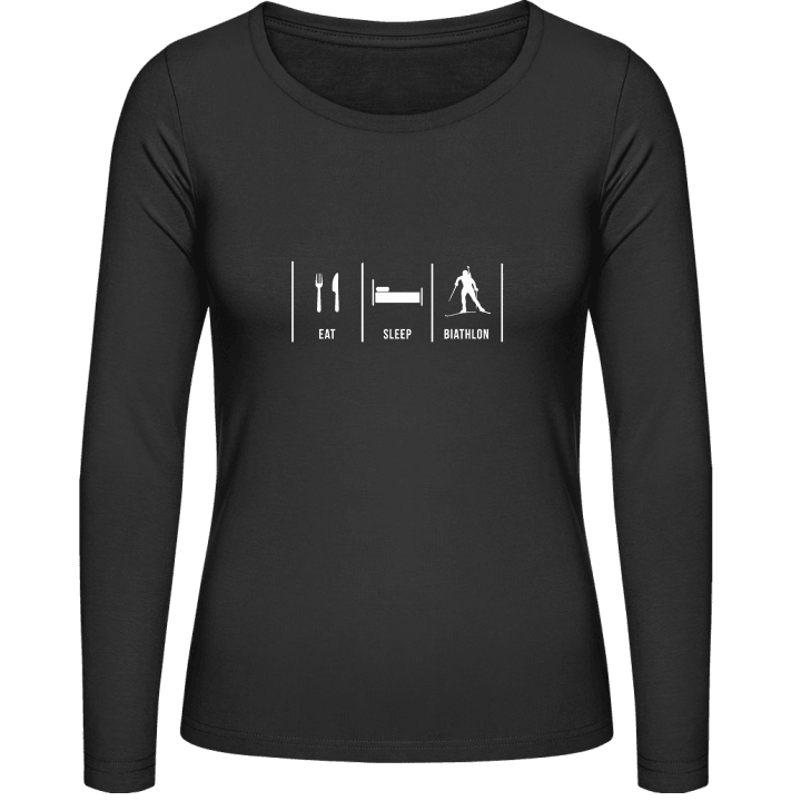 Eat Sleep Biathlon Langermet skjorte for kvinner contain pic