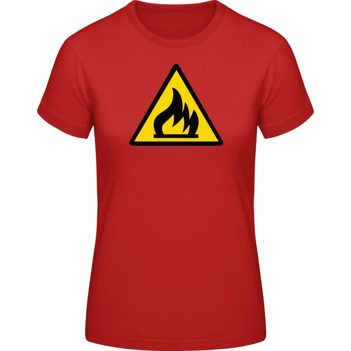 Flammable Warning Vrouwen T-shirt contain pic