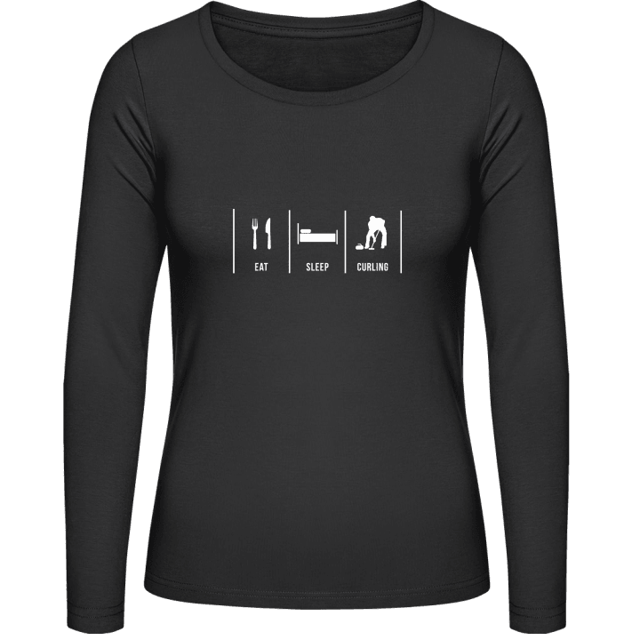 Eat Sleep Curling Langermet skjorte for kvinner contain pic