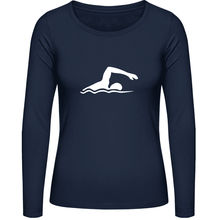 Swimmer Illustration T-shirt à manches longues pour femmes contain pic