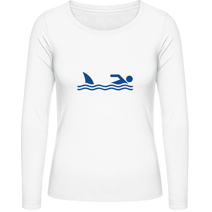 Shark And Swimmer Langærmet skjorte til kvinder 0 image
