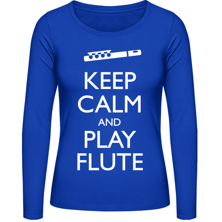 Keep Calm And Play Flute Langermet skjorte for kvinner contain pic