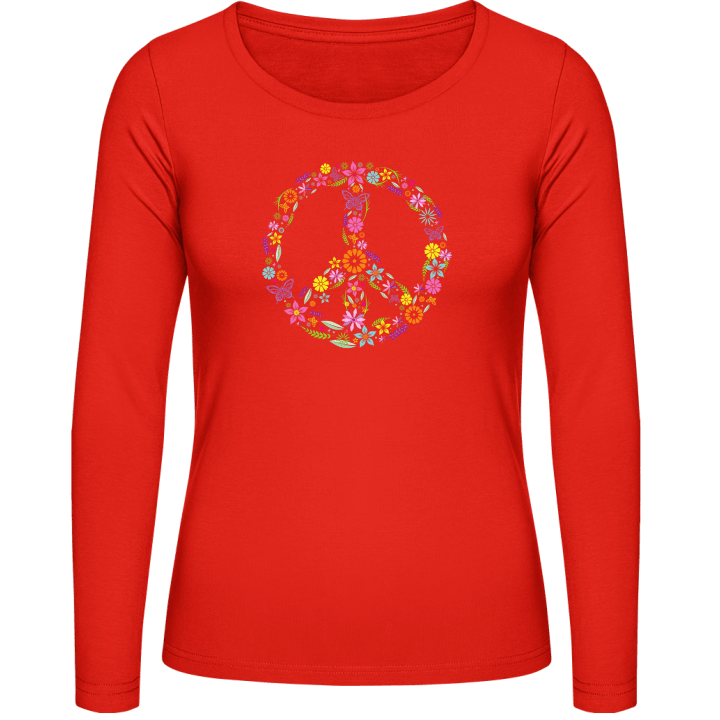 Peace Sign with Flowers Langermet skjorte for kvinner contain pic