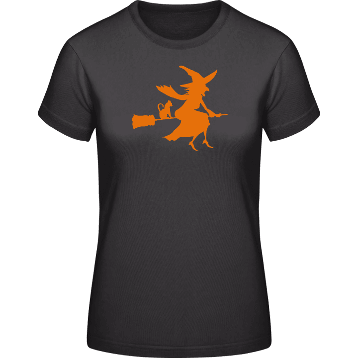 Witch With Cat On Broom Vrouwen T-shirt 0 image