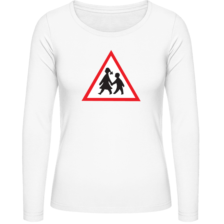 School Kindergarten Warning Langermet skjorte for kvinner contain pic