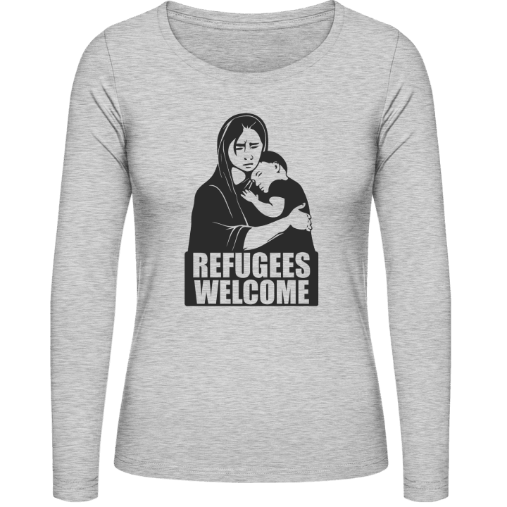 Refugees Welcome Vrouwen Lange Mouw Shirt contain pic