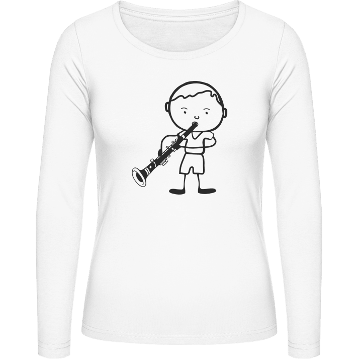 Clarinetist Comic Character T-shirt à manches longues pour femmes contain pic