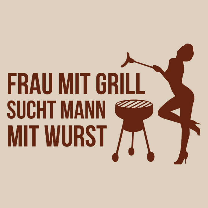 Frau mit Grill sucht Mann mit Wurst Langermet skjorte for kvinner 0 image